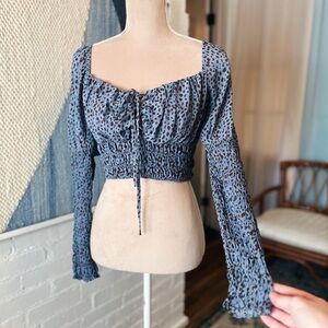 Women's Blue Patterned Top